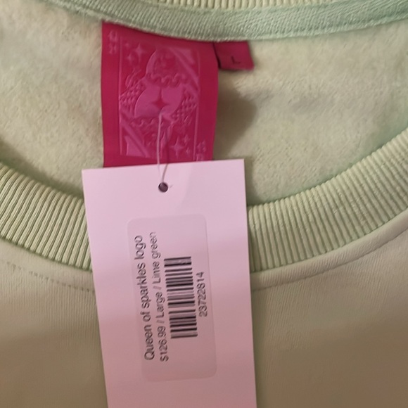 NWT Queen of Sparkles lime green sweatshirt. Size Large. - Picture 2 of 2